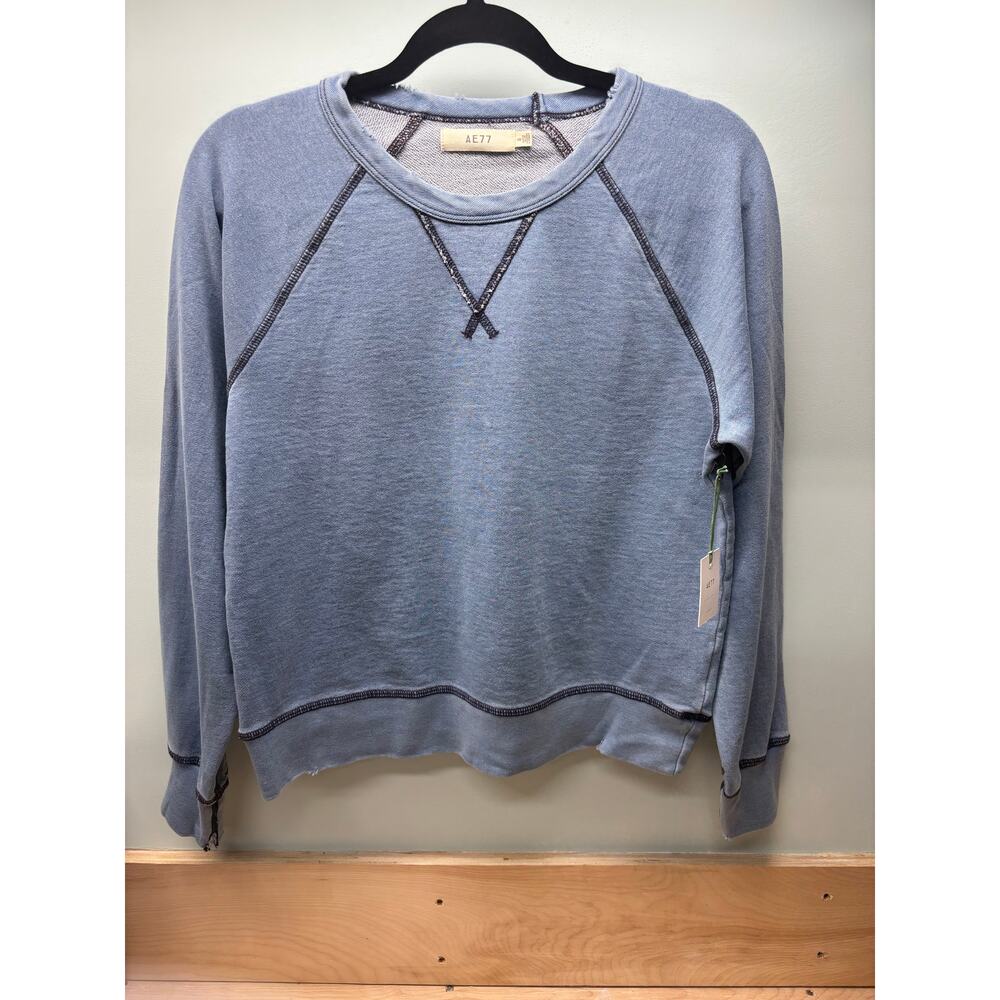 AE77 by American Eagle Distressed Cropped Sweatshirt, Size Small